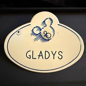 Disney Vintage 20th Anniversary Walt Disney World cast member name tag - Gladys